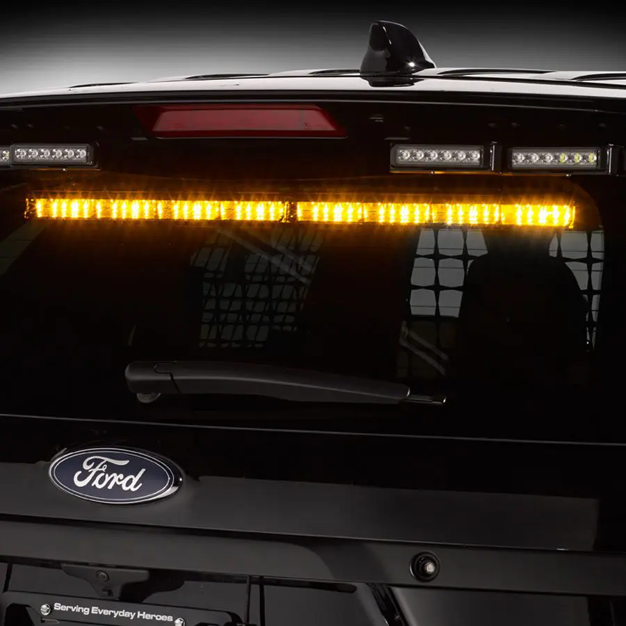 Police/Fire CN SignalMaster LED directional warning light on a Ford Police Interceptor Utility.