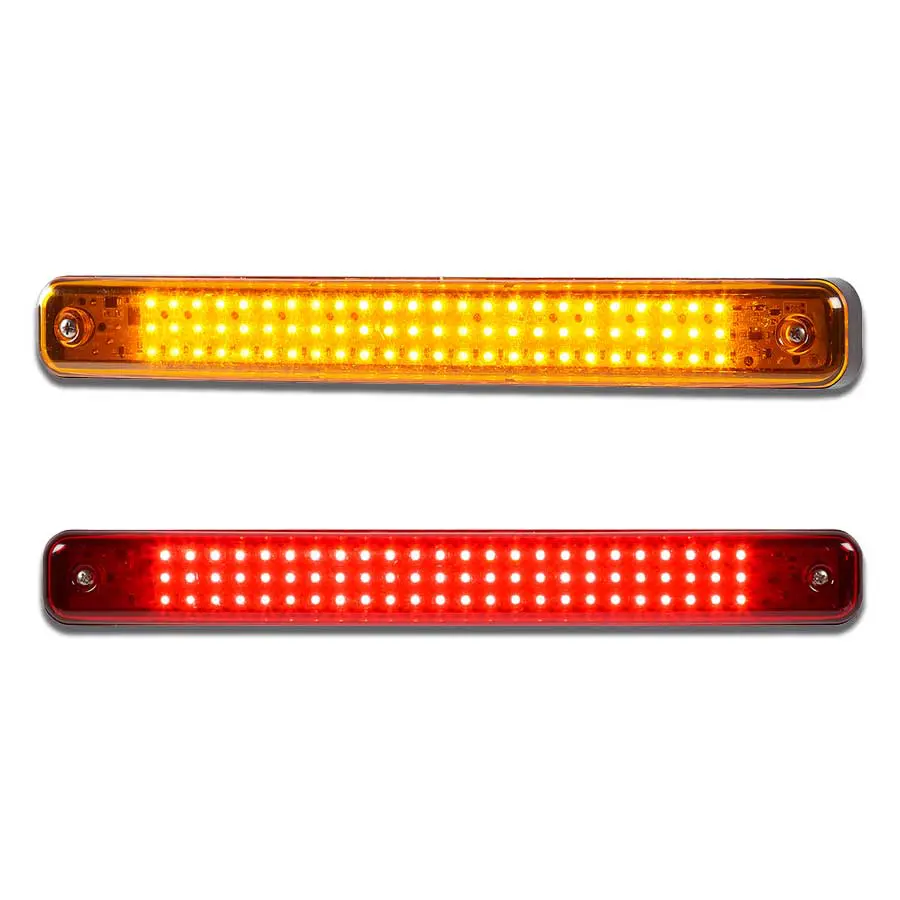 Amber and red emergency vehicle LED lights from the Commander® series for police and fire vehicles.