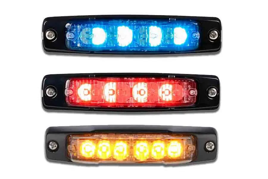 MicroPulse C Series LED lights in blue, red, and amber.