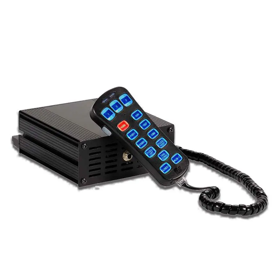 Pathway siren light controller with blue and red buttons.
