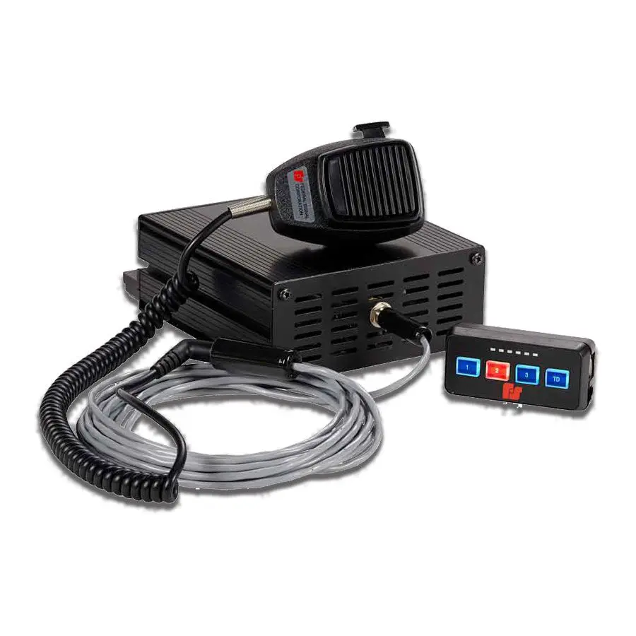 Pathway siren light controller with red button illuminated.