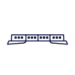 A simple line drawing of a subway train viewed from the side, consisting of connected rectangular cars with windows and doors.